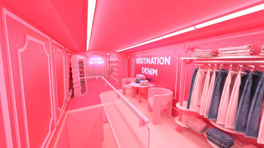 Upstairs in the SHEIN and Klarna ‘In Pink We Trust’ tour bus 