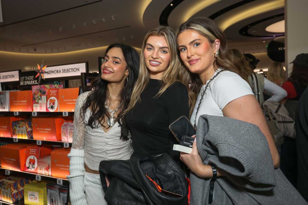 Sabrina Bahsoon, Ellie Spence and Graces Faces at Sephora UK Stratford Store Launch Event