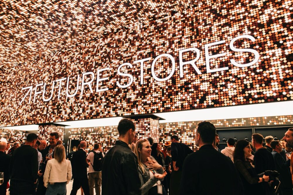 Visitors experiencing Future Stores as it makes its debut on Oxford Street