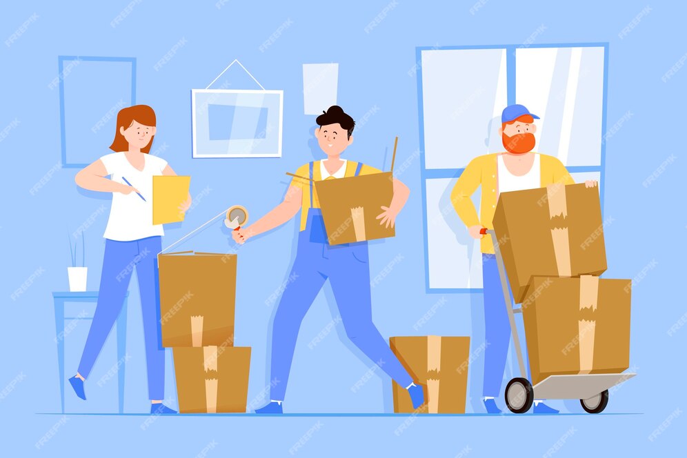 flat design house moving illustration with charaters 23 2148655568