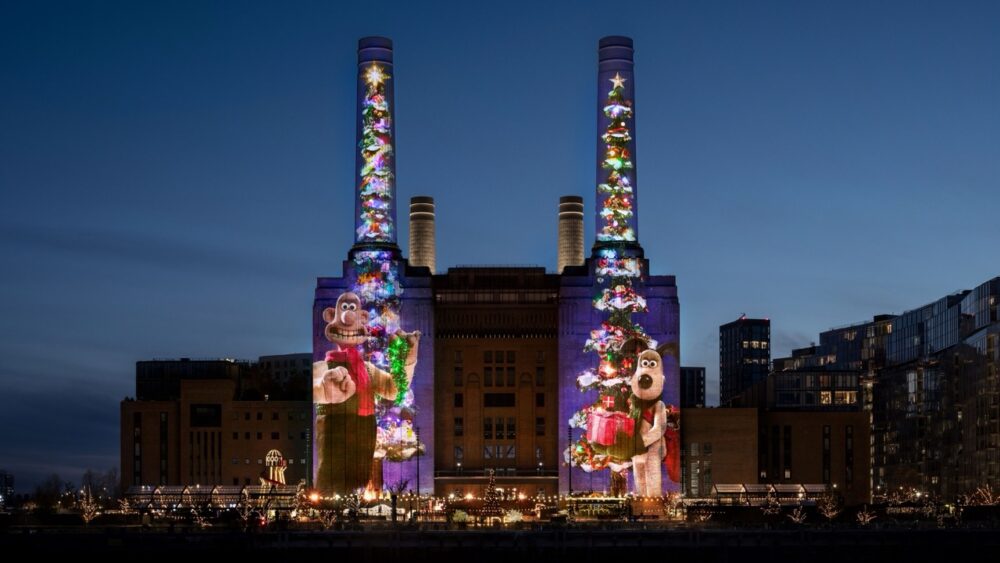 Wallace and Gromit Bring Christmas Cheer to Battersea Power Station Large