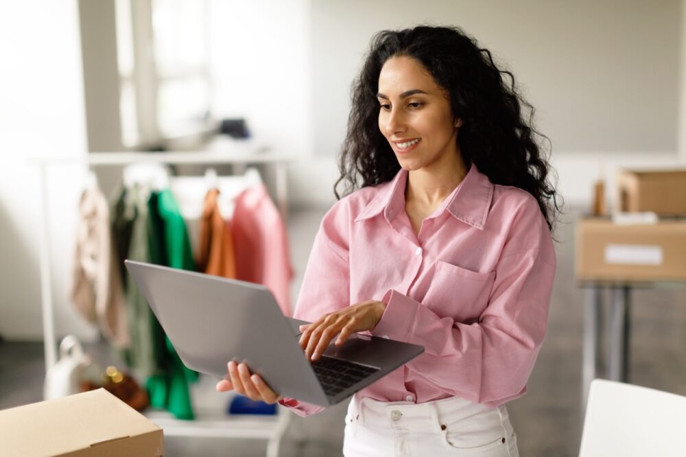 Woman on a laptop shopping