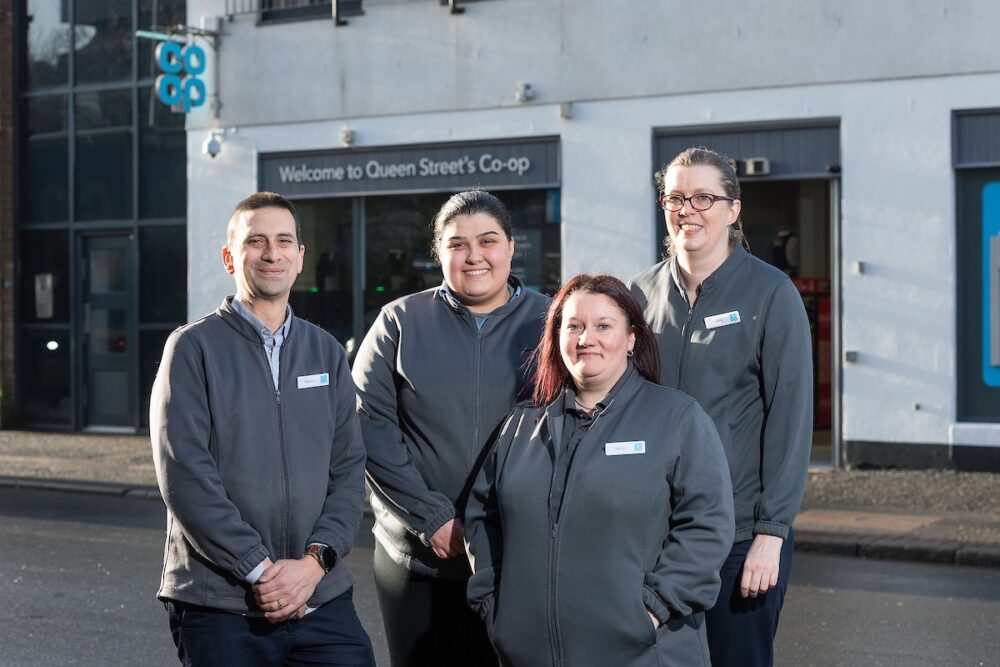 store Manager Shaun Farleigh and some of the colleagues Roxy Mihai Kelly Morrish and Laura Welsh at the relaunch of the store Large