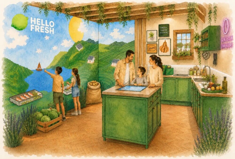 Artist’s impression of The Curious Kitchen family food experience at the Natural History Museum.