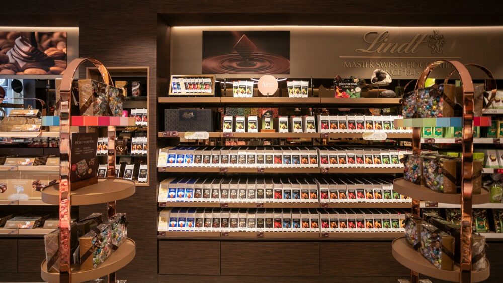 Chocolate Display Inside Lindt, the new 1,670 sq ft chocolate boutique at centre:mk