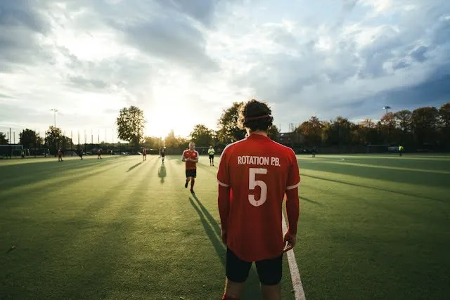 A player standing on a field.