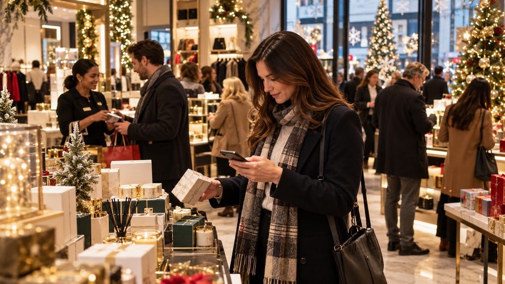 Festive Shopping in a Winter Boutique Large
